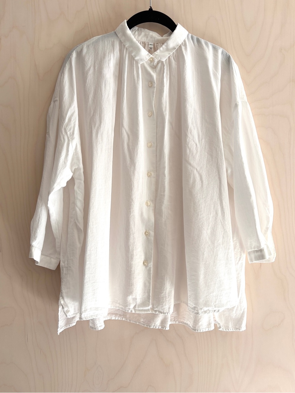 Muji Airy White Button-Down Cotton Shirt